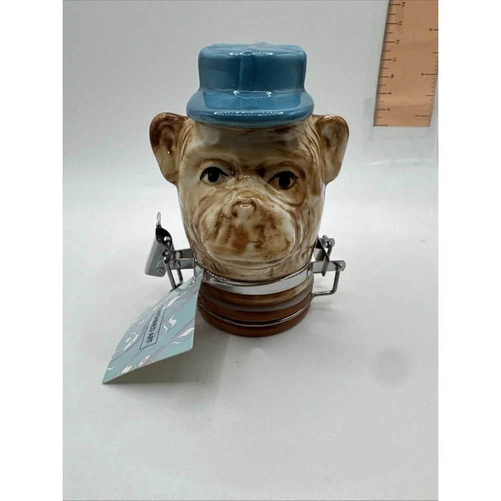 Contained Art Chimpanzee Porcelain 100mL Airtight Storage‎ Jar Blue Hat New